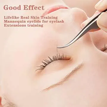 WBCBEC 3 Pairs Replacement Eyelids for Mannequin Head Removable Realistic Eyelids with Eyelashes Mannequin Head Eyelids for Eyelash Training Practice Makeup Eyelash Extensions