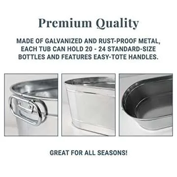 Let's Make Memories Personalized Beverage Tub - Custom Beverage Tub - Customize With Name & initial - Galvanized Drink Tub - 20 ¾"L x 11 ¾"W x 7" H - 5.5 Gallons