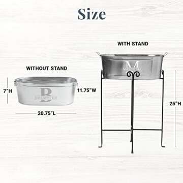 Let's Make Memories Personalized Beverage Tub - Custom Beverage Tub - Customize With Name & initial - Galvanized Drink Tub - 20 ¾"L x 11 ¾"W x 7" H - 5.5 Gallons