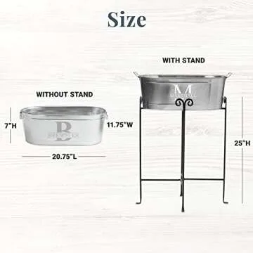 Let's Make Memories Personalized Beverage Tub - Custom Beverage Tub - Customize With Name & initial - Galvanized Drink Tub - 20 ¾"L x 11 ¾"W x 7" H - 5.5 Gallons