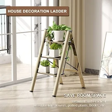 Lightweight 3 Step Ladder Folding Step Stool 330 Lbs Capacity