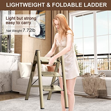 Lightweight 3 Step Ladder Folding Step Stool 330 Lbs Capacity