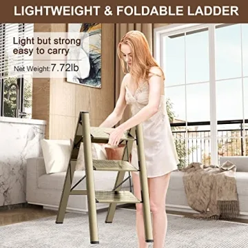 Lightweight 3 Step Ladder Folding Step Stool 330 Lbs Capacity