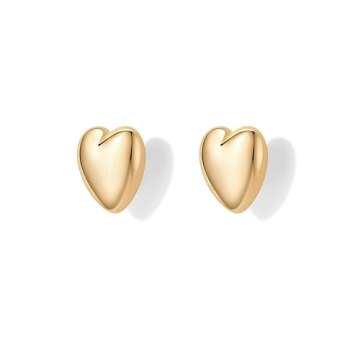 PAVOI 14K Yellow Gold Plated Sterling Silver Posts Chunky Heart Statement Earrings for Women | Love Friendship Oversized Puffy Heart Stud Earrings