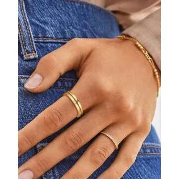 ZHESHY Stackable Gold Rings for Women - 14K Gold Plated