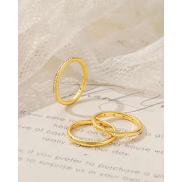 ZHESHY Stackable Gold Rings for Women - 14K Gold Plated