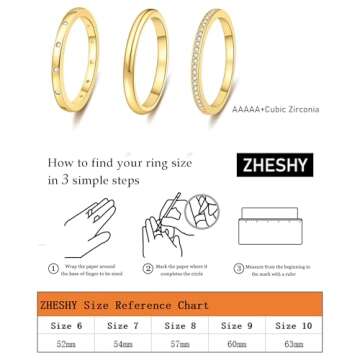 ZHESHY Stackable Gold Rings for Women - 14K Gold Plated