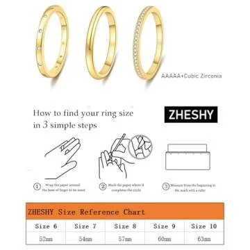 ZHESHY Stackable Gold Rings for Women - 14K Gold Plated
