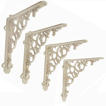 NACH Cast Iron Victorian Scroll Shelf Wall Mount Shelf Brackets - 6 Inch, Decorative Pack of 4