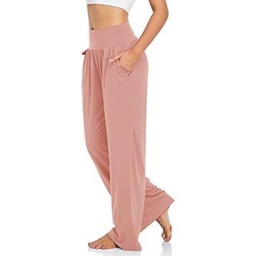 UEU Women's Cozy Wide Leg Lounge Pants with Pockets