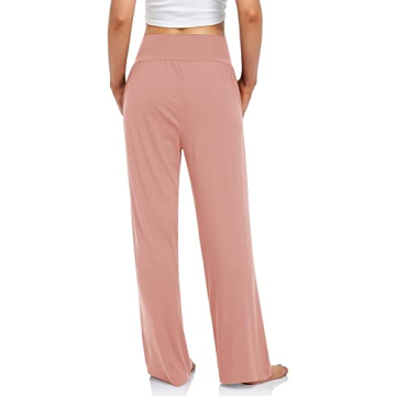 UEU Women's Cozy Wide Leg Lounge Pants with Pockets