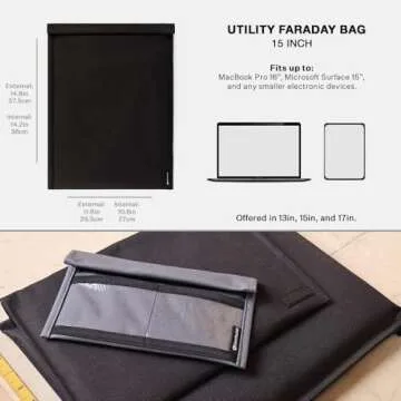 Silent Pocket SLNT Utility Laptop Faraday Bag w Signal Blocking Device Sleeve, Weatherproof Woven Nylon, Prevents Remote Wiping, Tracking, Tampering, Secure Information, Instant Protection, 15 inch