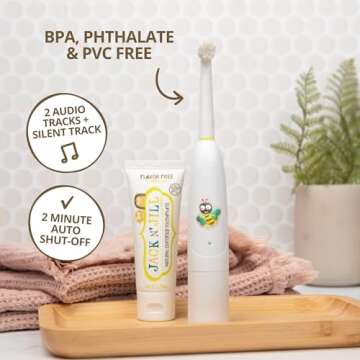 Jack N' Jill Kids Buzzy Brush Electric Musical Toothbrush - Kids Electric Toothbrush Age 3 and Up, Singing Toothbrush, Tri Color LED, Water Resistant, Child Safe, Battery Operated - (Pack of 1)