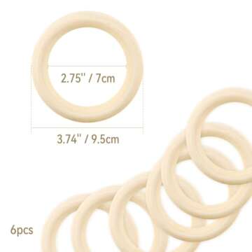 Unfinished Wooden Rings for Craft, Natural Wood Rings without Paint for Pendant Connectors, Jewelry,...