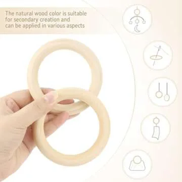 Unfinished Wooden Rings for Craft, Natural Wood Rings without Paint for Pendant Connectors, Jewelry, DIY Making, Crafts & Home Decor (95mm, 6 Pack)