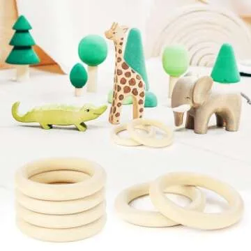 Unfinished Wooden Rings for Craft, Natural Wood Rings without Paint for Pendant Connectors, Jewelry, DIY Making, Crafts & Home Decor (95mm, 6 Pack)