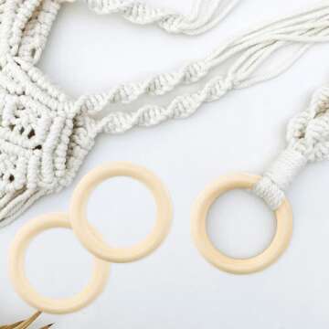 Unfinished Wooden Rings for Craft, Natural Wood Rings without Paint for Pendant Connectors, Jewelry, DIY Making, Crafts & Home Decor (95mm, 6 Pack)