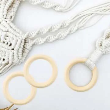 Unfinished Wooden Rings for Craft, Natural Wood Rings without Paint for Pendant Connectors, Jewelry, DIY Making, Crafts & Home Decor (95mm, 6 Pack)