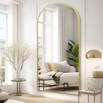 MELOMOIR 76"x34" Large Mirror Full Length, Gold Arched Full Length Mirror with Stand, Oversized Floo...