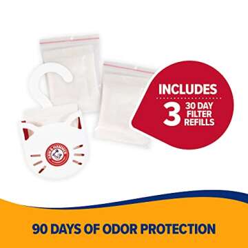 Petmate Arm & Hammer Cat Litter Pan Purrifying Pak, Removeable 30 Day Litter Box Deodorizer, 3-Pack