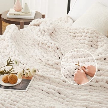 L'AGRATY Chunky Knit Blanket Throw for Cozy Home Decor