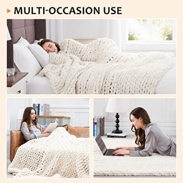 L'AGRATY Chunky Knit Blanket Throw for Cozy Home Decor