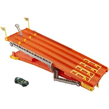 Hot Wheels Toy Car Track Set, 4-Lane Elimination Race with Fair-Start Launcher & 1 Toy Car in 1:64 Scale