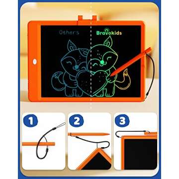 Bravokids LCD Writing Tablet for 3-8 Year Olds - 10 Inch Doodle Board Electronic Drawing Pad, Educat...