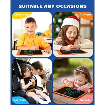 Bravokids LCD Writing Tablet for 3-8 Year Olds - 10 Inch Doodle Board Electronic Drawing Pad, Educational Gift for Kids (Orange)