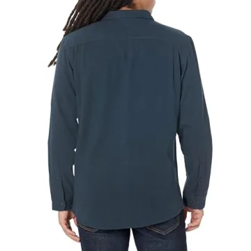 Men's Regular-Fit Long-Sleeve Flannel Shirt in Navy