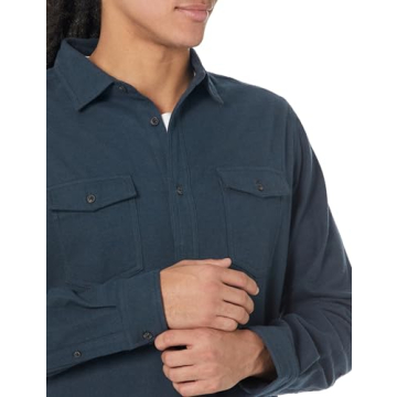 Men's Regular-Fit Long-Sleeve Flannel Shirt in Navy