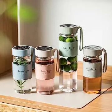 Durable DNIENKGE Glass Tea Bottle with Infuser