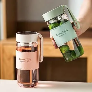 Durable DNIENKGE Glass Tea Bottle with Infuser