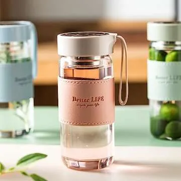 Durable DNIENKGE Glass Tea Bottle with Infuser