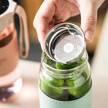 Durable DNIENKGE Glass Tea Bottle with Infuser