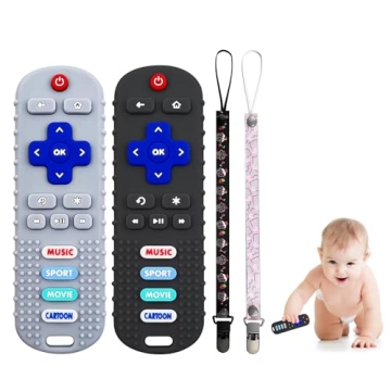 2-Pack Baby Remote Control Teether Toy for Babies 6-36 Months Silicone Baby Teething Toys Boys Girls...