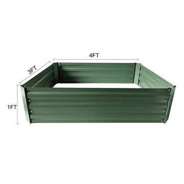 zizin Raised Garden Beds for Vegetables Galvanized Steel Planter Box Lawn Green for Flowers, Herbs, Fruits, Outdoor Patio Frame, 4' x 3' x 1'