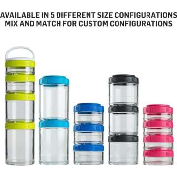 BlenderBottle GoStak Food Storage Containers for Protein Powder, Healthy Snacks, and Portion Control, 4-Piece Starter Pak, Plum