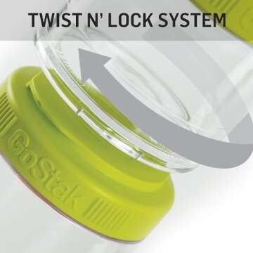 BlenderBottle GoStak Food Storage Containers for Protein Powder, Healthy Snacks, and Portion Control, 4-Piece Starter Pak, Plum