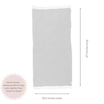 InfuseZen Stonewashed Turkish Bath & Beach Towel –100% Organic Turkish Cotton - Soft, Lightweight, Absorbent - Quick Dry, Sand Free - Pool, Shower, Travel - Peshtemal, Hammam Spa Towel - Off White