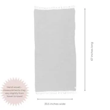 InfuseZen Stonewashed Turkish Bath & Beach Towel –100% Organic Turkish Cotton - Soft, Lightweight, Absorbent - Quick Dry, Sand Free - Pool, Shower, Travel - Peshtemal, Hammam Spa Towel - Off White