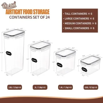 PRAKI Airtight Food Storage Containers Set - 24 PCS