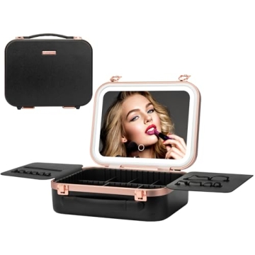 Extrei Gent Travel Makeup Train Case with Adjustable LED Lighting