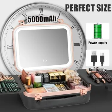 Portable Makeup Train Case with LED Lights