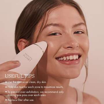 Exfora Facial Microdermabrasion Wand by Vanity Planet - Acne Treatment Reduce Wrinkles & Fine Lines - 4 Interchangeable Heads & Dual Charging Mode - Exfoliating Facial Cleanser for All Skin Types