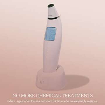 Exfora Facial Microdermabrasion Wand by Vanity Planet - Acne Treatment Reduce Wrinkles & Fine Lines - 4 Interchangeable Heads & Dual Charging Mode - Exfoliating Facial Cleanser for All Skin Types