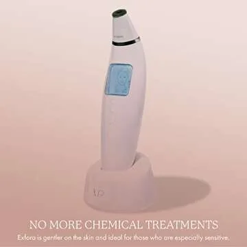 Exfora Facial Microdermabrasion Wand by Vanity Planet - Acne Treatment Reduce Wrinkles & Fine Lines - 4 Interchangeable Heads & Dual Charging Mode - Exfoliating Facial Cleanser for All Skin Types