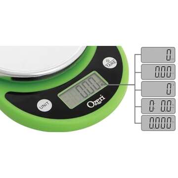 Ozeri Pronto Digital Multifunction Kitchen and Food Scale, Black on Lime