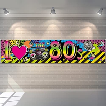 I Love the 80s Party Banner - Vibrant 1980s Backdrop for Celebrations