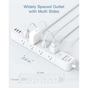 5 ft Extension Cord with 8 Outlets & USB Ports